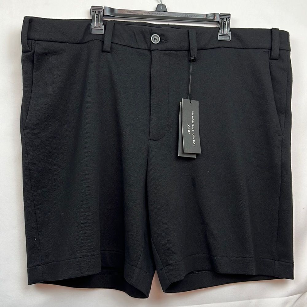 Shaquille O’Neal Black Flat Front dress knit shorts size 48 NWT